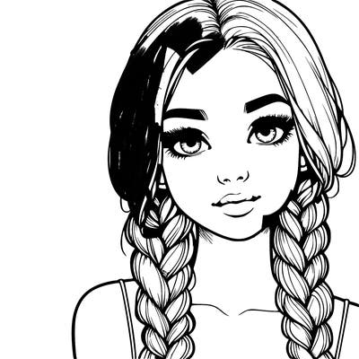 realistic girl with braids