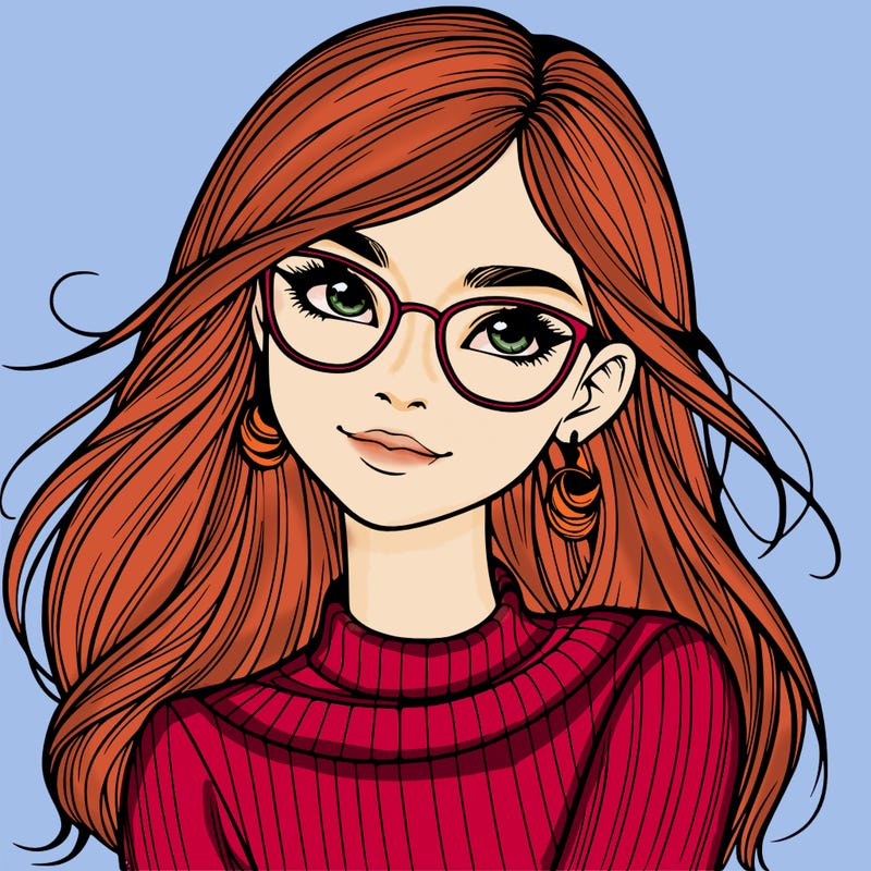 realistic girl with glasses