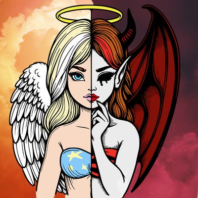 realistic angel half demon