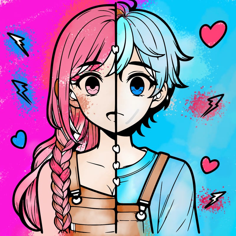 realistic girl boy split