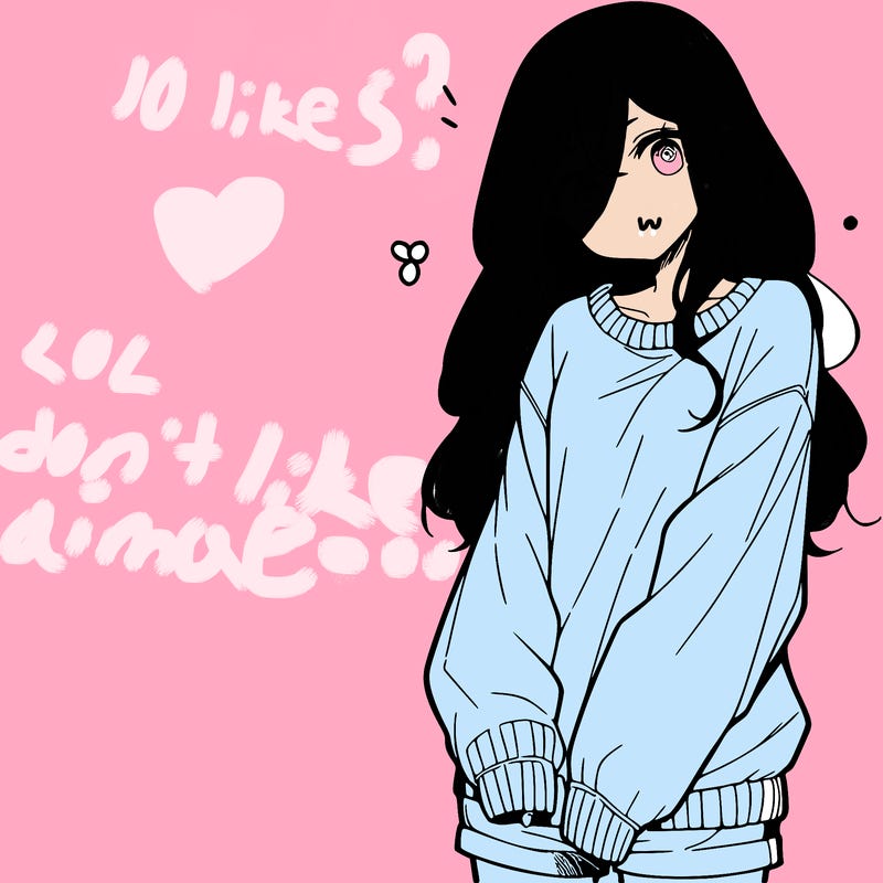 manga teen girl  in a sweater and baggy pants