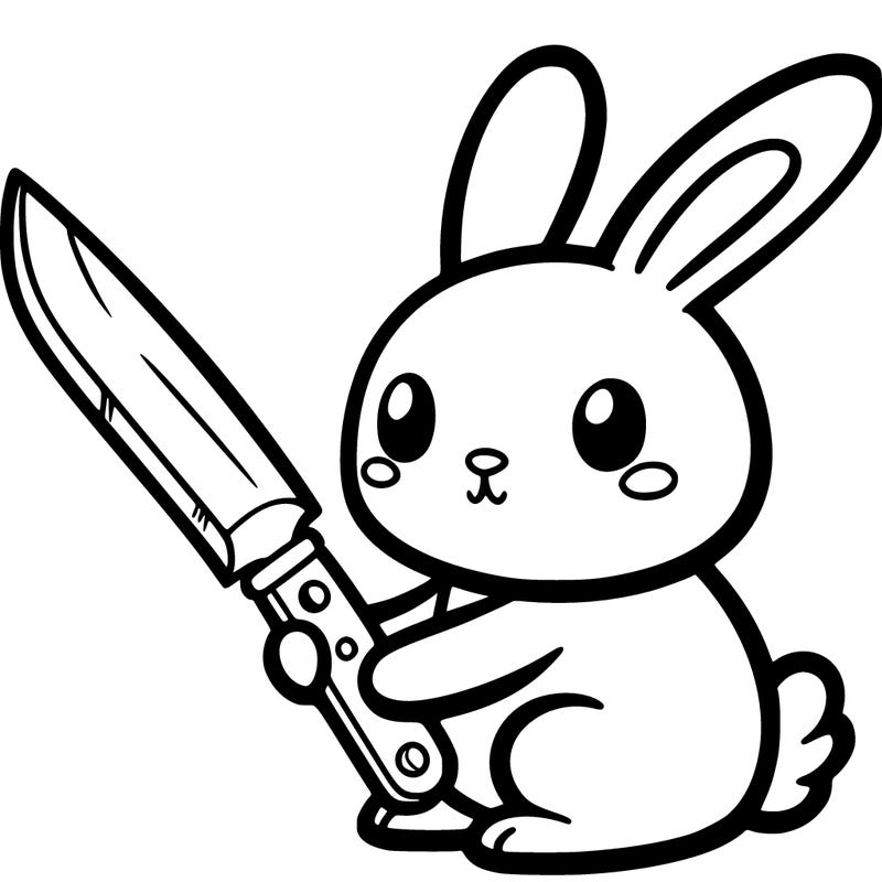 a rabbit with a knife