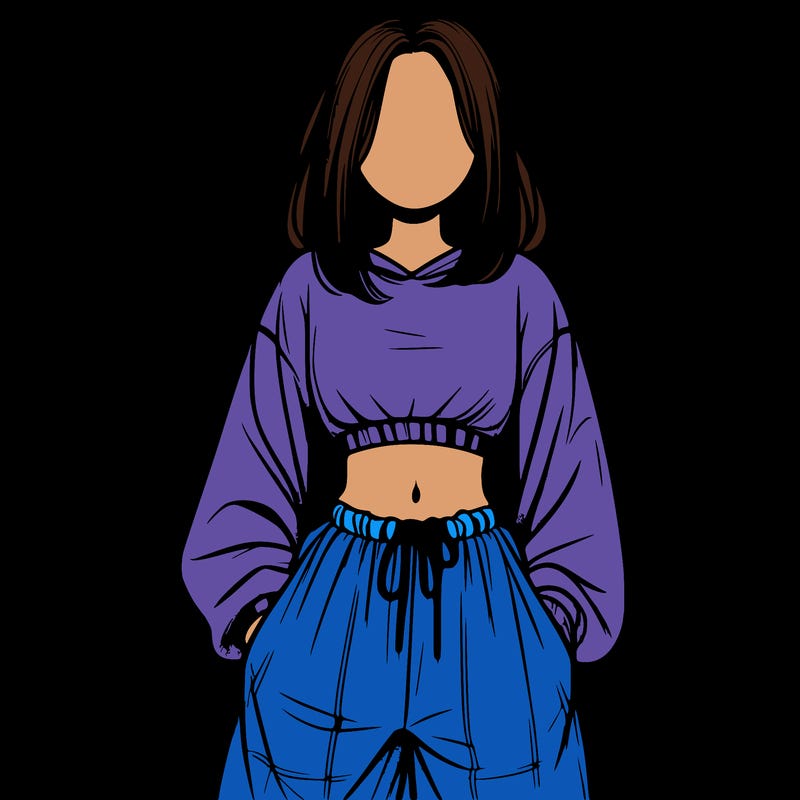 realistic girl faceless with baggy pants and a crop top
