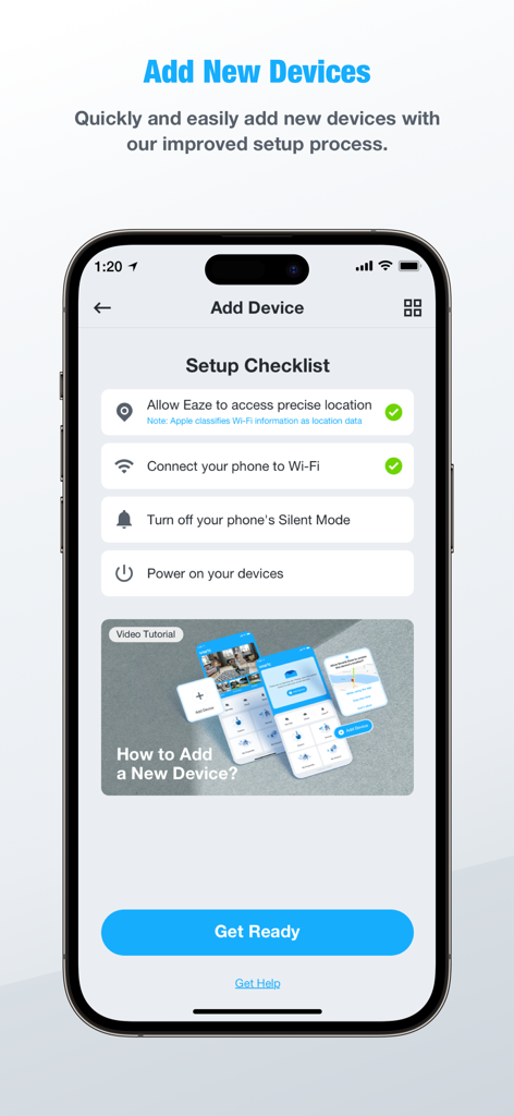Smartz Eaze - Smartz Eaze app setup checklist for adding new devices