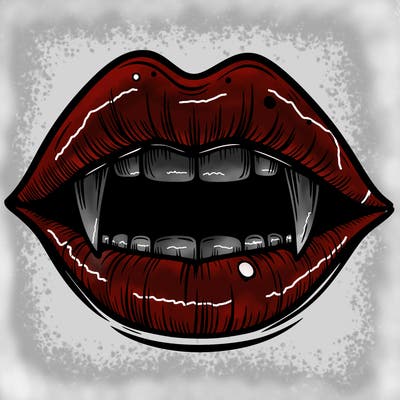 lips with vampire teeth