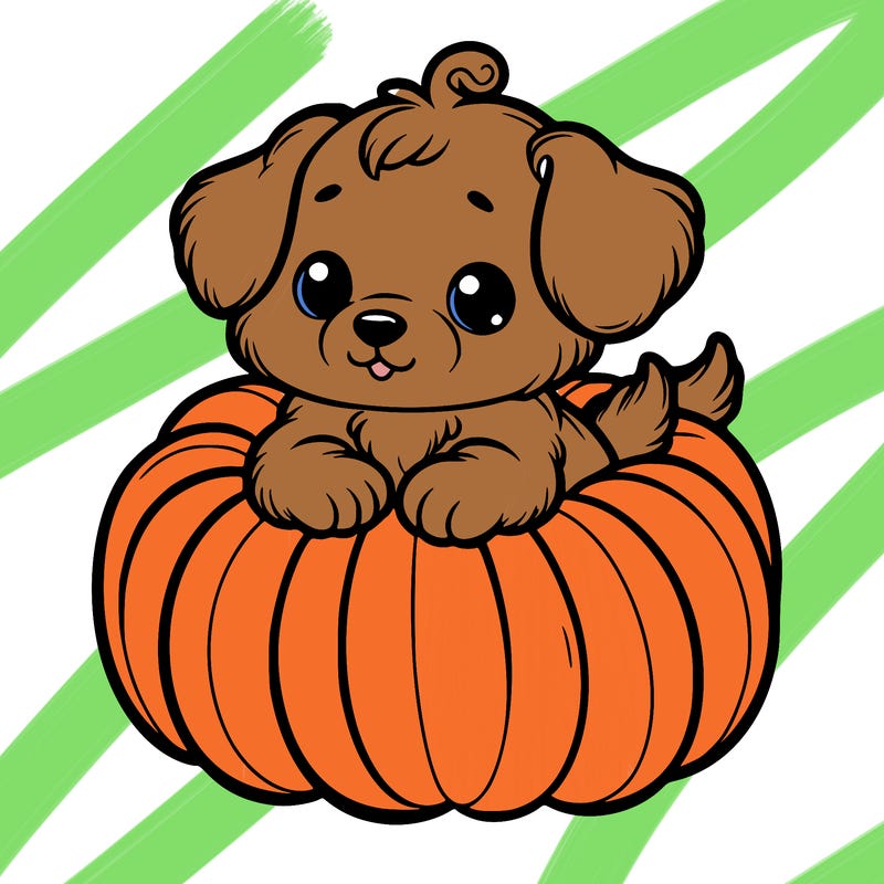cute little puppy in a pumpkin