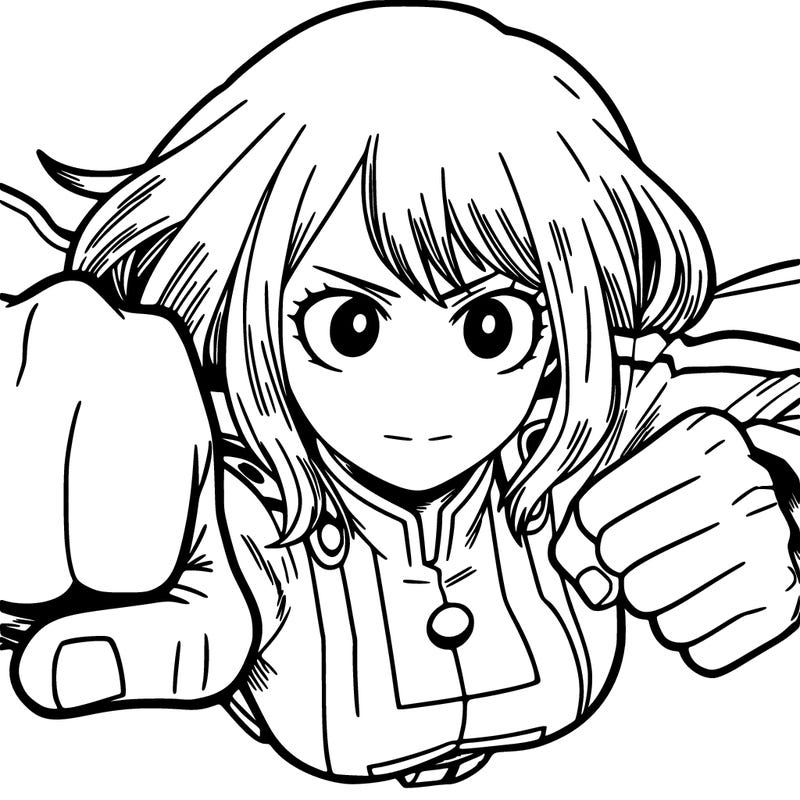 uraraka flying fists towards viewer