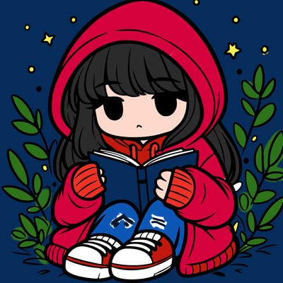 girl in oversized hoodie reading a book