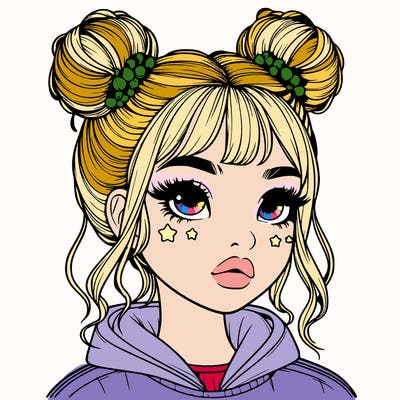realistic girl with space buns