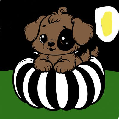 cute little puppy in a pumpkin