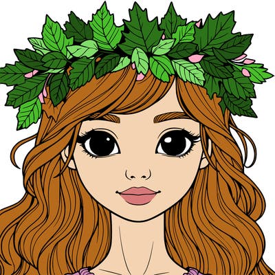 realistic girl with fall leaf crown