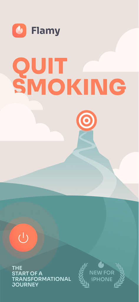 A mountain path leading to a target representing the journey to quit smoking on the Flamy iPhone app