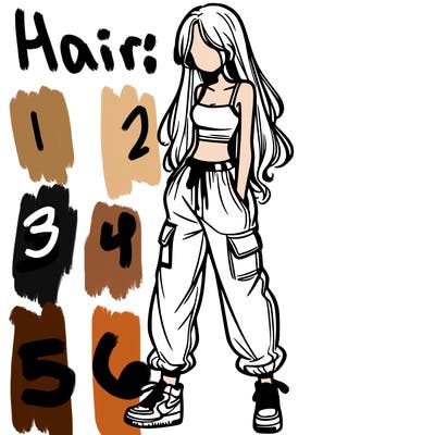 girl in baggy pants crop top and long hair