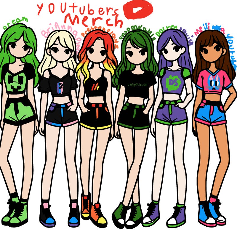 a group of girls wearing crop tops and shorts