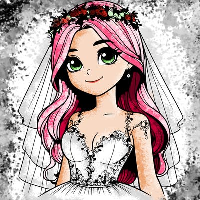realistic girl in a wedding dress