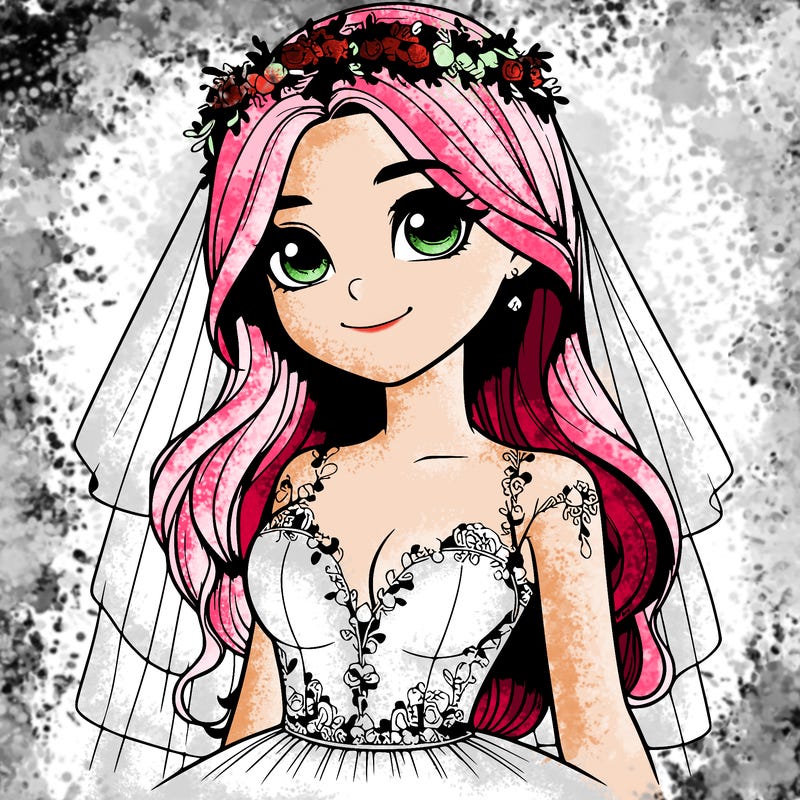 realistic girl in a wedding dress