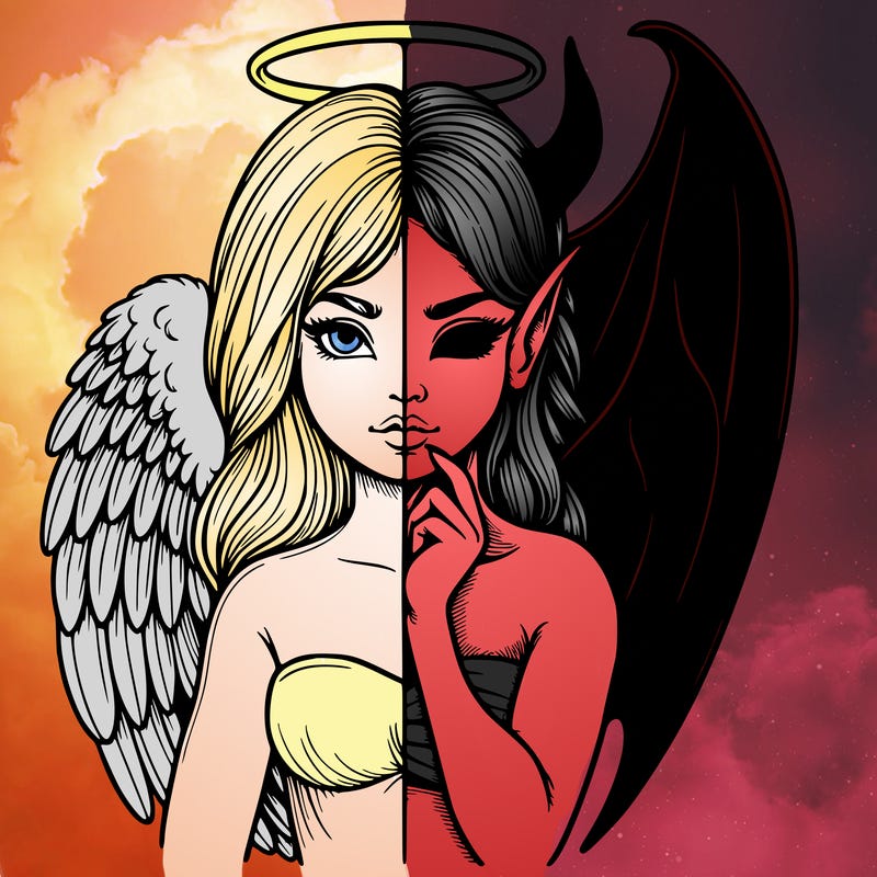 realistic angel half demon