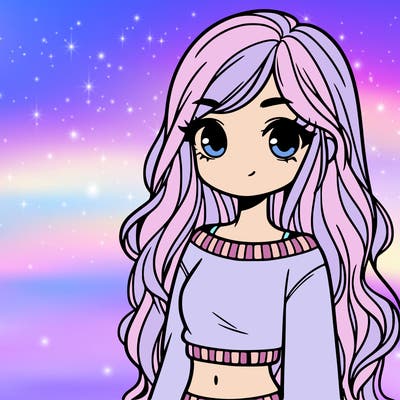 girl with long hair and a crop top with a sweater