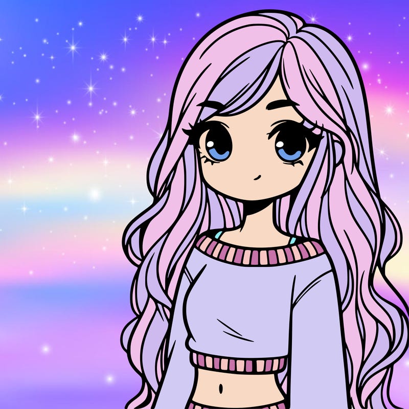 girl with long hair and a crop top with a sweater