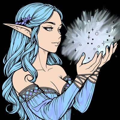 realistic elf girl doing magic