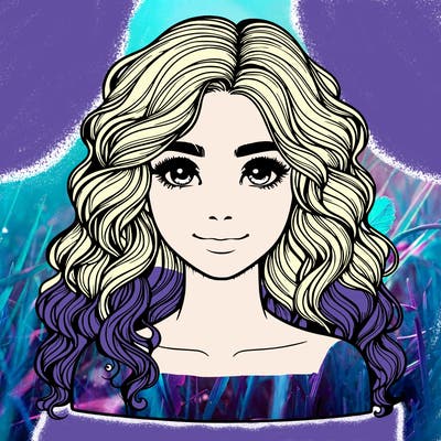 realistic girl with wavy hair