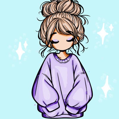 girl with baggy sweatshirt and messy bun