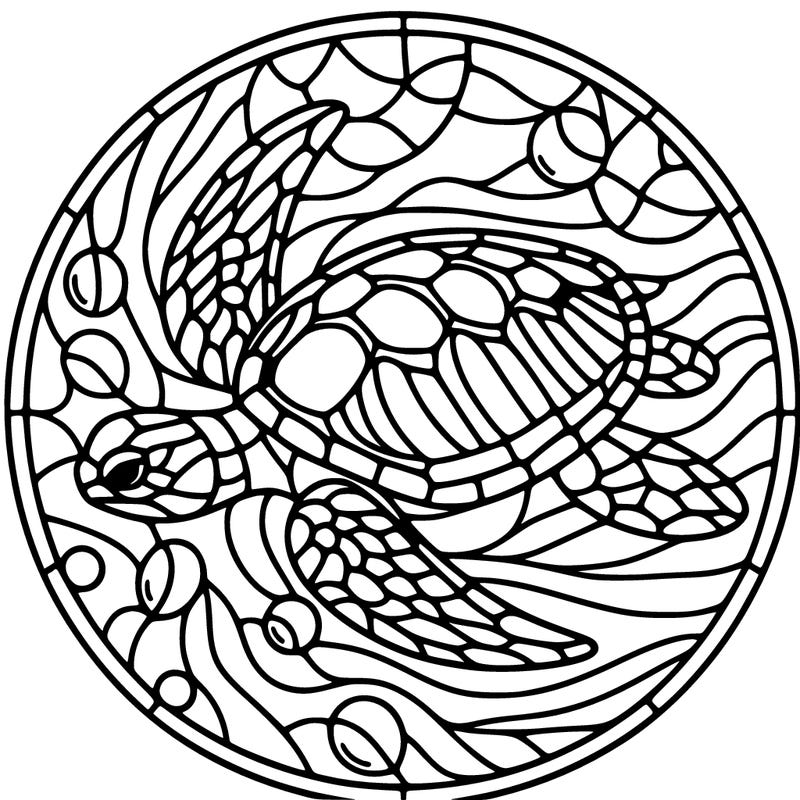 stained glass sea turtle