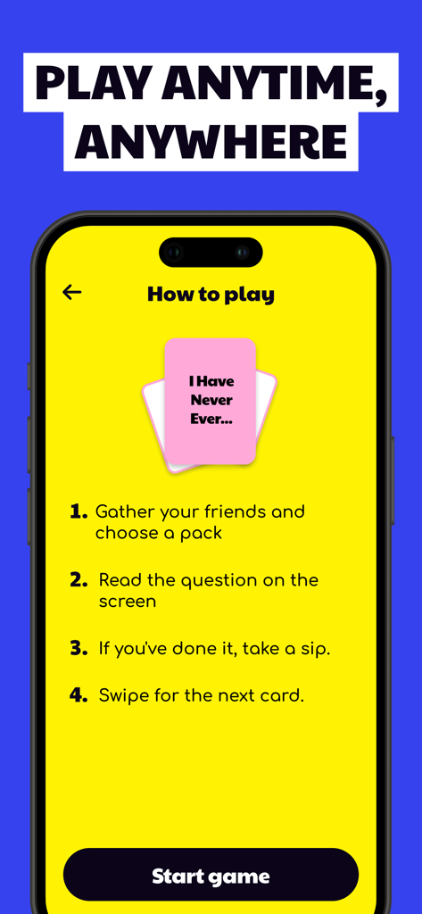 Pantalla de cómo jugar al juego de beber Have I Ever Dirty 18+