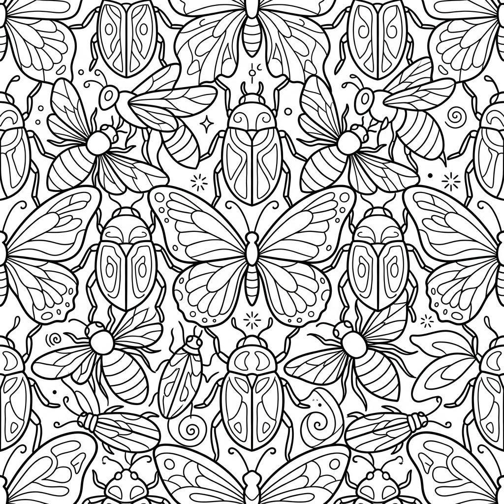 Insect Tessellation Coloring Page for Kids - Free Printable — Color Pop