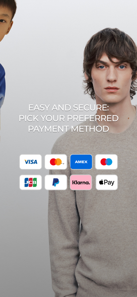 YOOX - Secure payment options on the YOOX mobile app including credit cards and digital wallets
