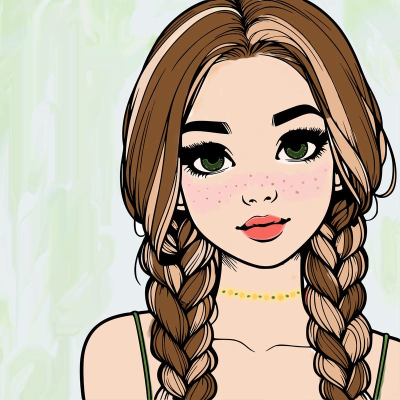 realistic girl with braids