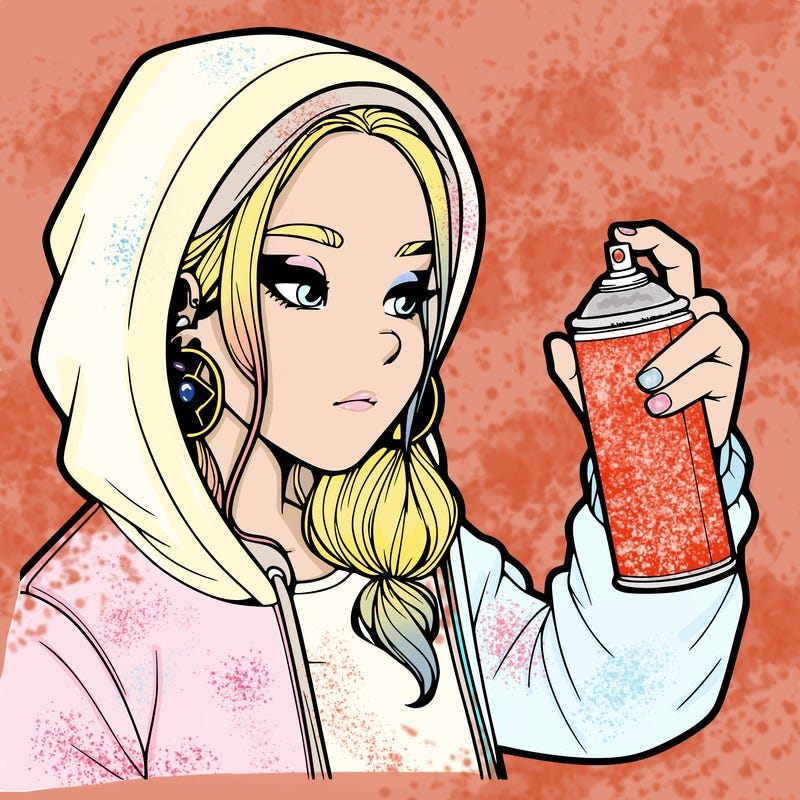 a realistic girl, spray painting