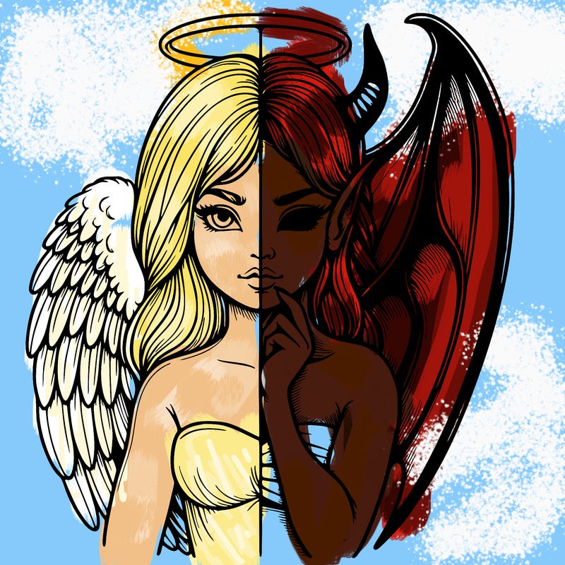 realistic angel half demon