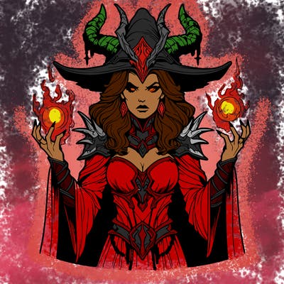 realistic evil sorceress fantasy chaos
