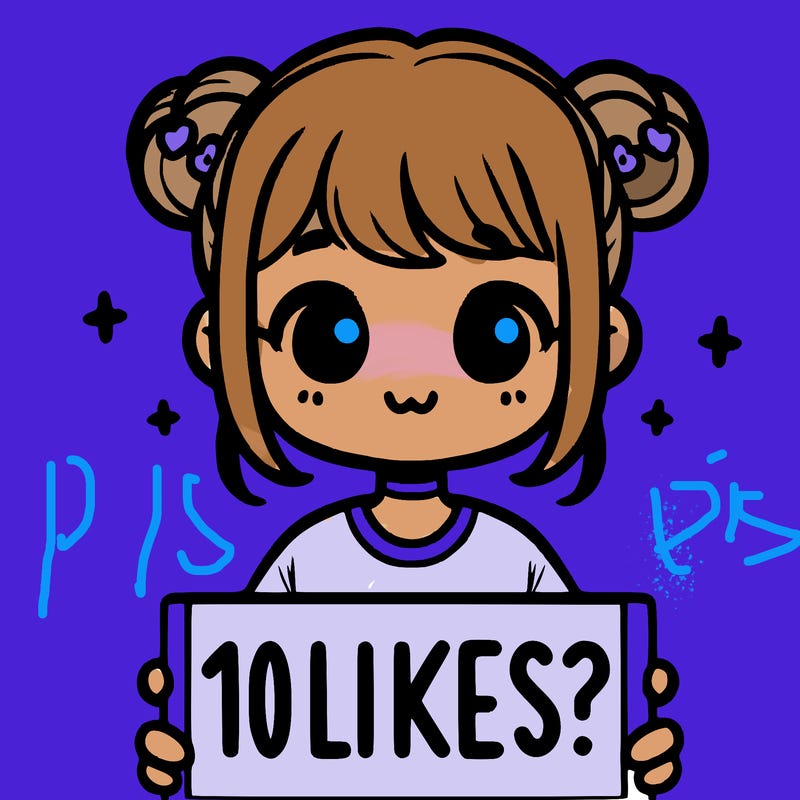cute girl that is holding a sign that says 10 likes?