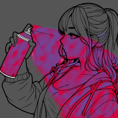 a realistic girl spray, painting