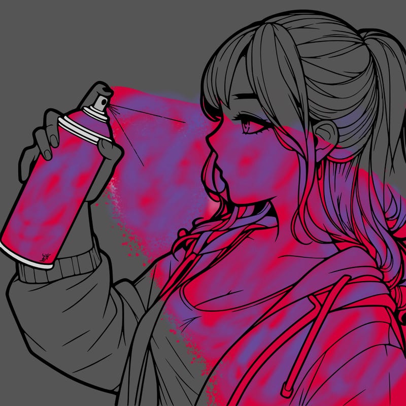 a realistic girl spray, painting