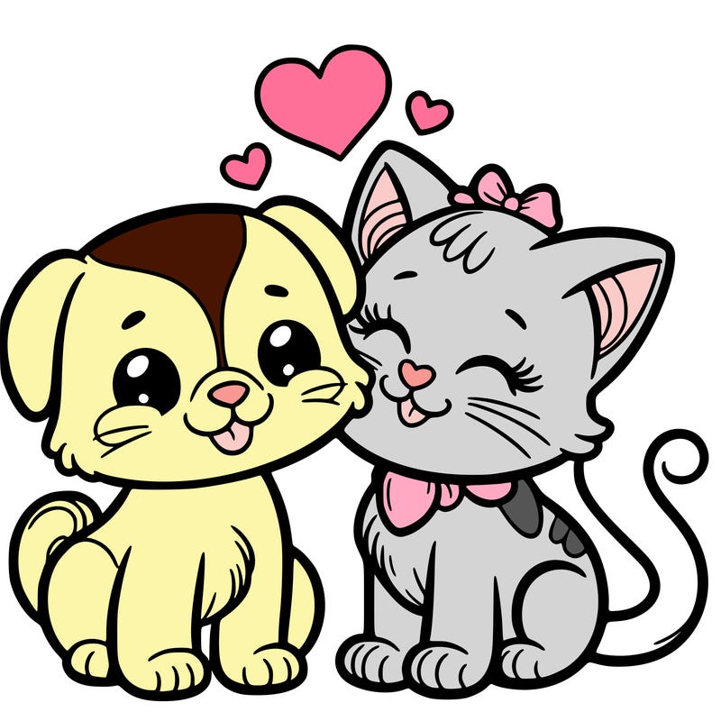 cat with a dog and in love