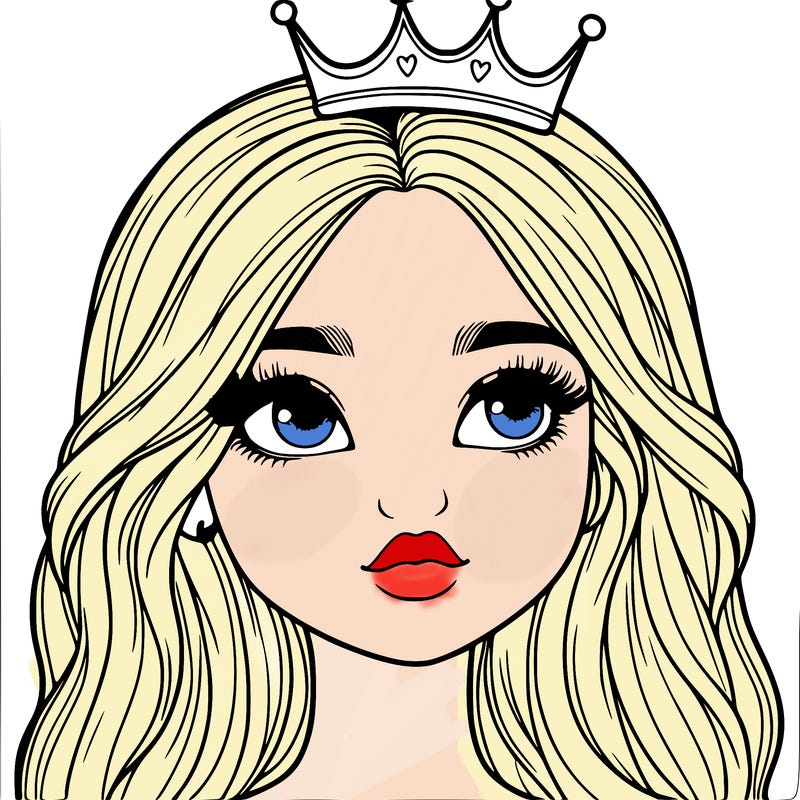 a realistic girl with a crown on