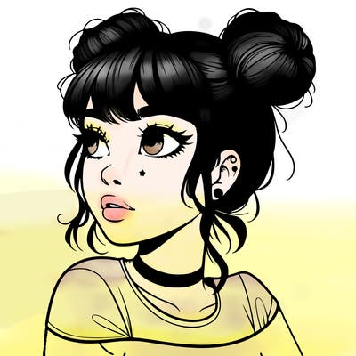 realistic girl with spacebuns