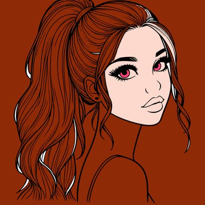 realistic pretty girl with high pony tail