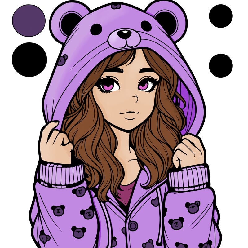 realistic girl in a animal pjs hoodie