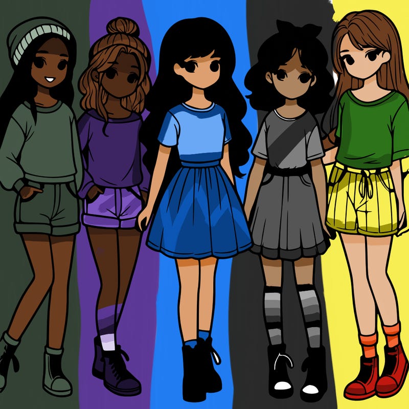 a group of five girls