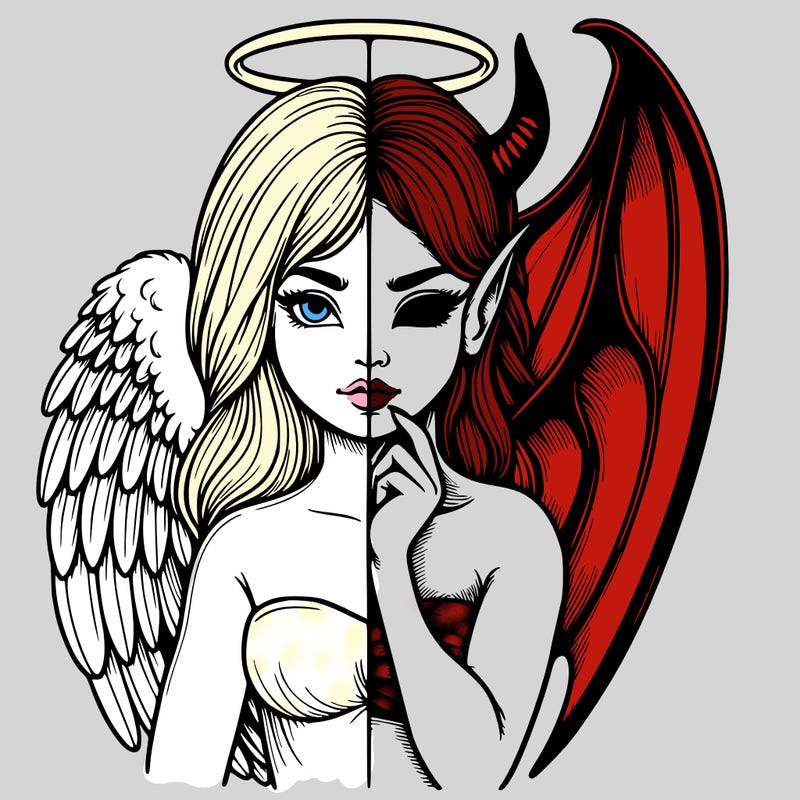 realistic angel half demon