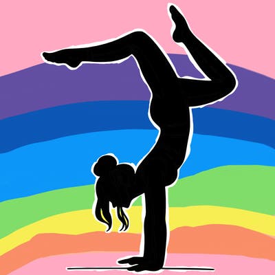 a woman doing a handstand