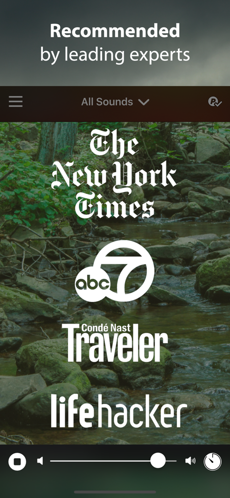 Rain Rain Sleep Sounds app recommended by The New York Times ABC Condé Nast Traveler and Lifehacker