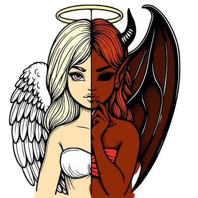 realistic angel half demon