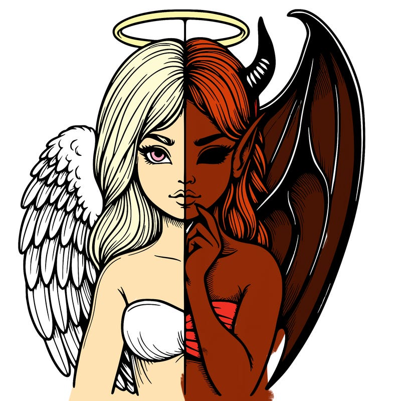 realistic angel half demon