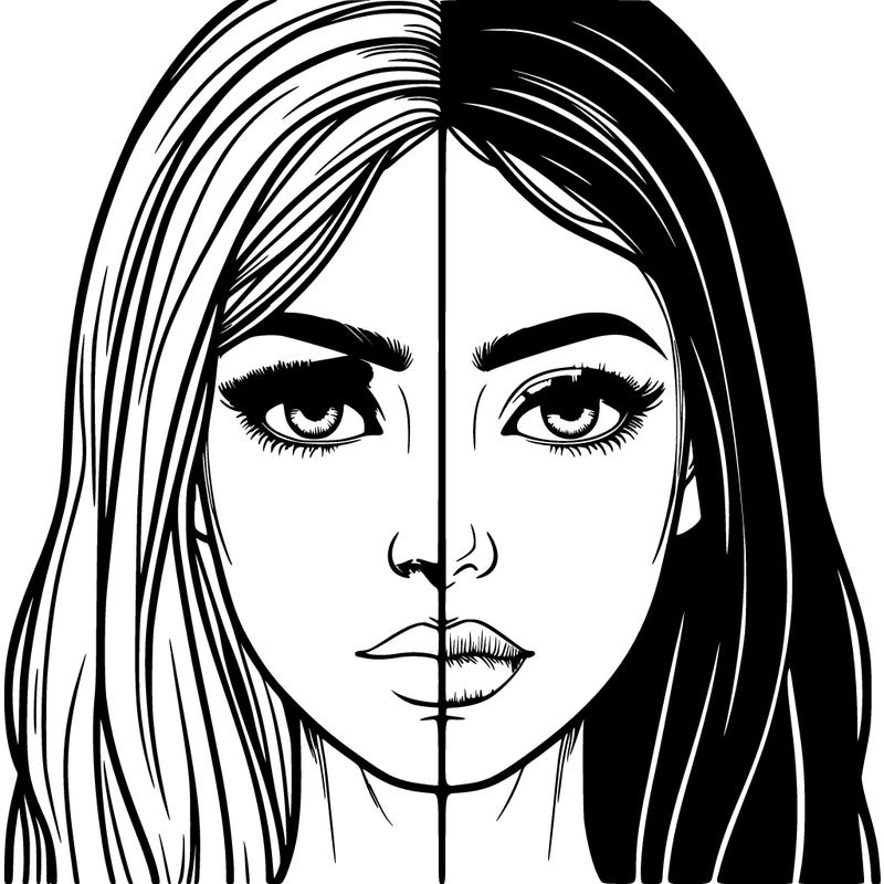 realistic woman half and half