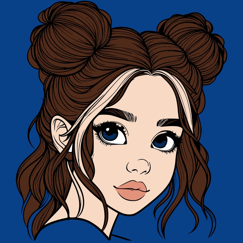 realistic girl with hair buns on her head